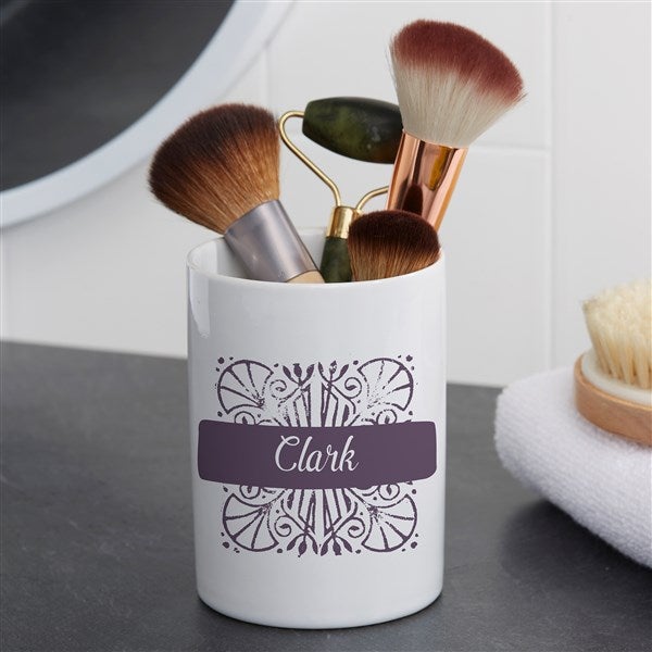 Personalized Ceramic Bathroom Cup - Stamped Pattern - 38085
