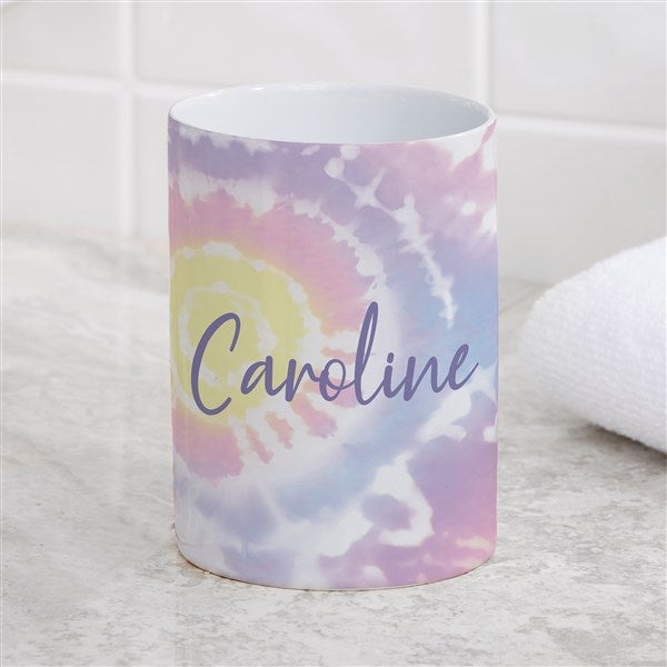 Personalized Ceramic Bathroom Cup - Pastel Tie Dye - 38090