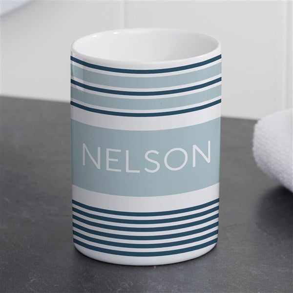 Personalized Ceramic Bathroom Cup - Turkish Stripes - 38091