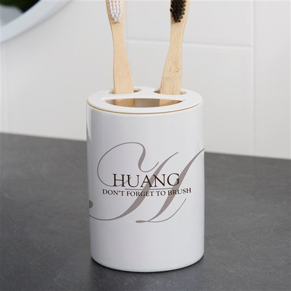 Personalized Ceramic Toothbrush Holder - Heart of Our Home - 38093