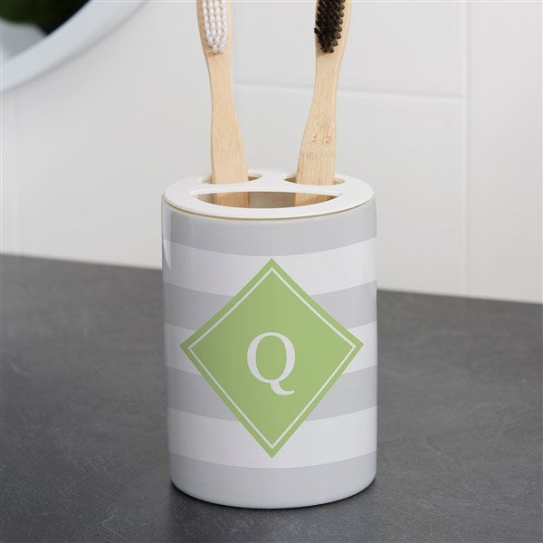 Personalized Ceramic Toothbrush Holder - Classic Initial - 38101
