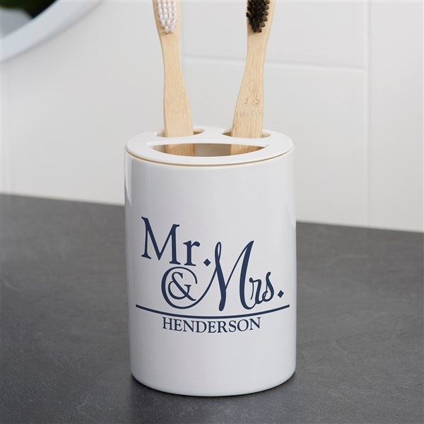 Personalized Ceramic Toothbrush Holder - Wedded Pair - 38104