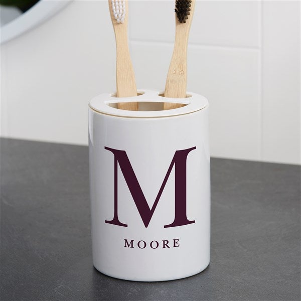 Personalized Ceramic Toothbrush Holder - Chic Monogram - 38105
