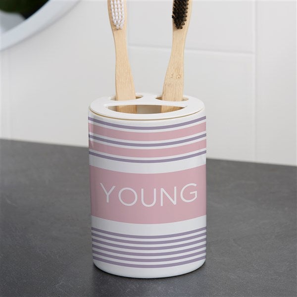 Personalized Ceramic Toothbrush Holder - Turkish Stripes - 38121