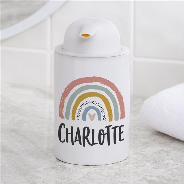 Personalized Ceramic Soap Dispenser - Boho Rainbow