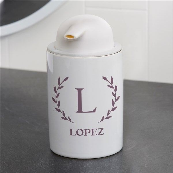 Personalized Ceramic Soap Dispenser - Laurel Initial - 38129