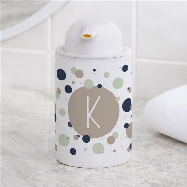 Personalized Ceramic Soap Dispenser - Stencil Polka Dots - 38139