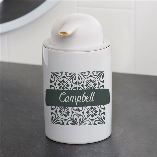 Personalized Ceramic Soap Dispenser - Stamped Pattern - 38145