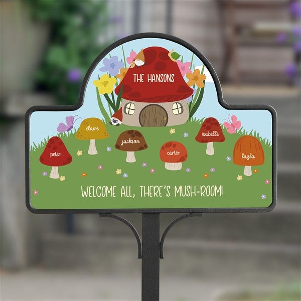 Personalized Magnetic Garden Sign - Mushroom Family - 38161