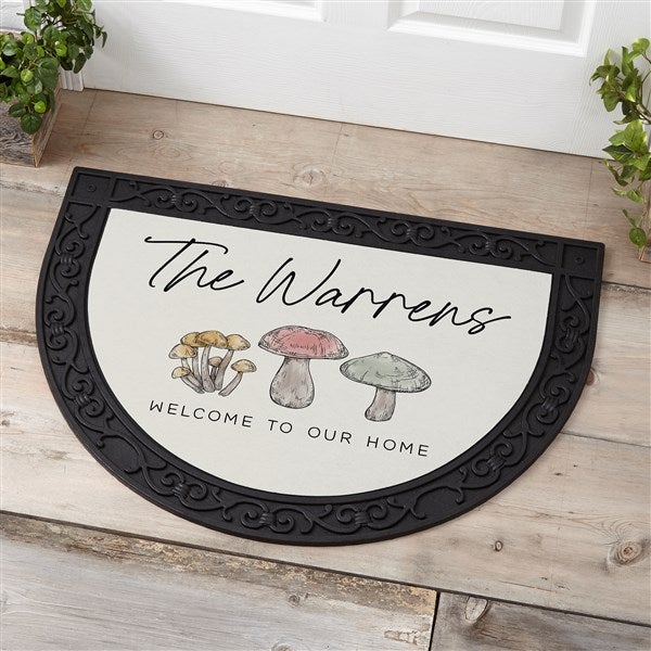 Personalized Half Round Doormat - Cottagecore Mushrooms - 38167