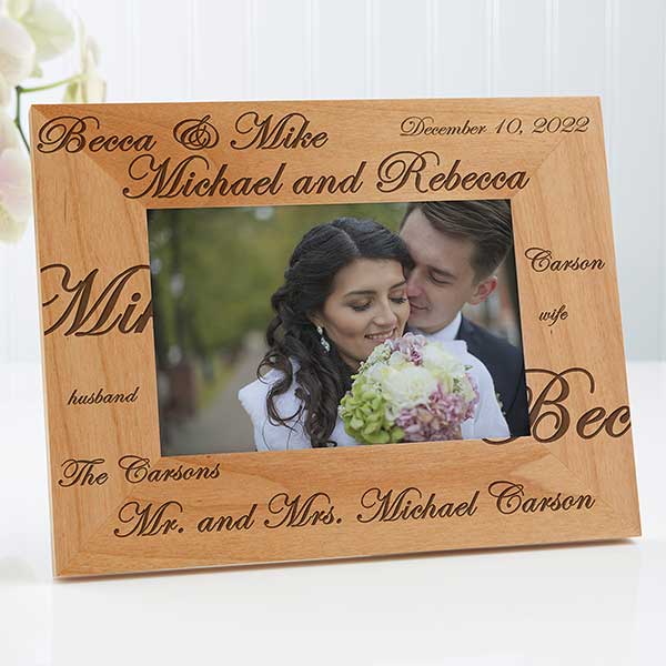 Mr and Mrs Wedding Day Personalised Photo Frame Keepsake Gift 6x4"5x7"8x6"