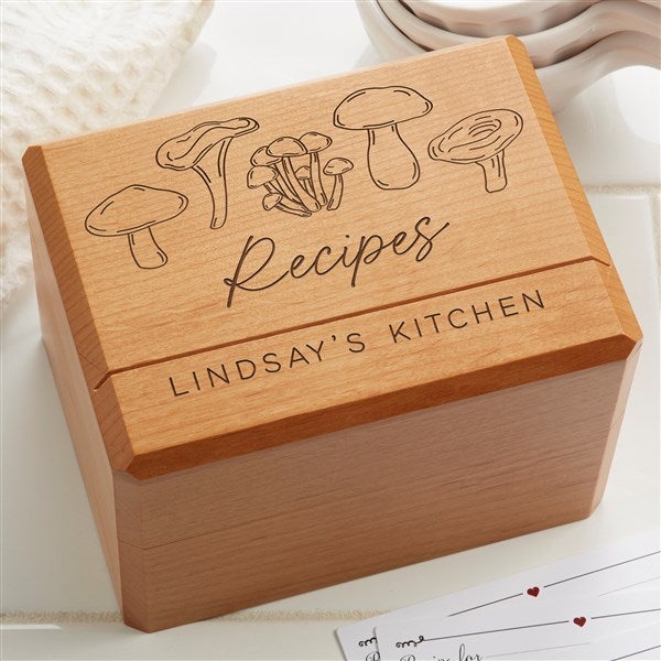 Cottagecore Mushrooms Personalized Recipe Box  - 38172