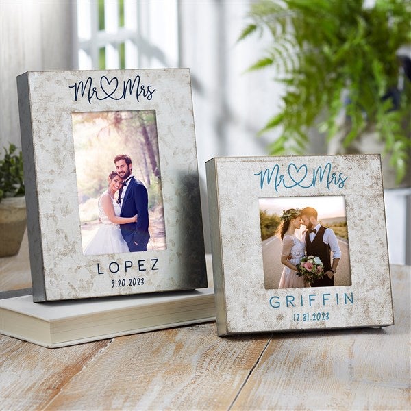 Infinite Love Personalized Wedding Galvanized Metal Picture Frame