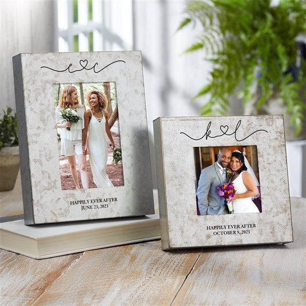 Personalized Wedding Galvanized Metal Picture Frame Drawn Together By