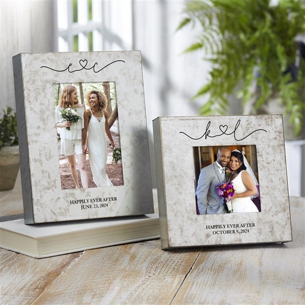 Personalized Wedding Galvanized Metal Picture Frame Drawn Together By