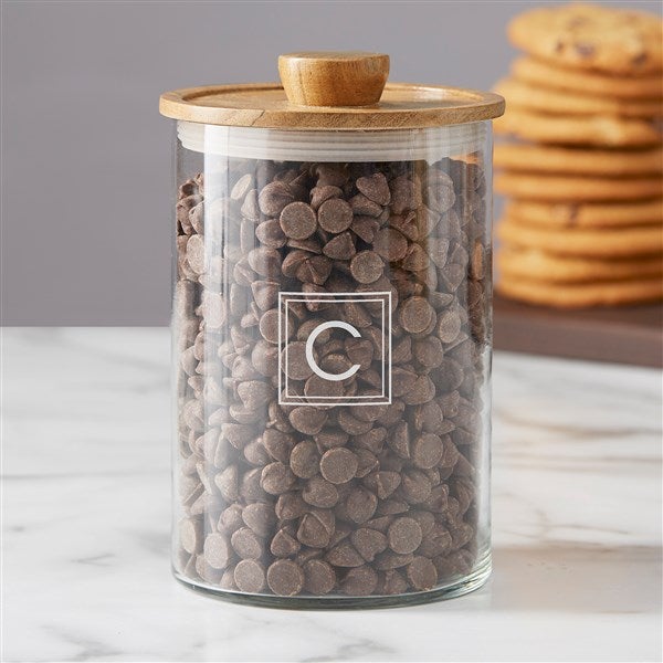 Brisbane Collection Personalized Glass Container with Acacia Lid  - 38196