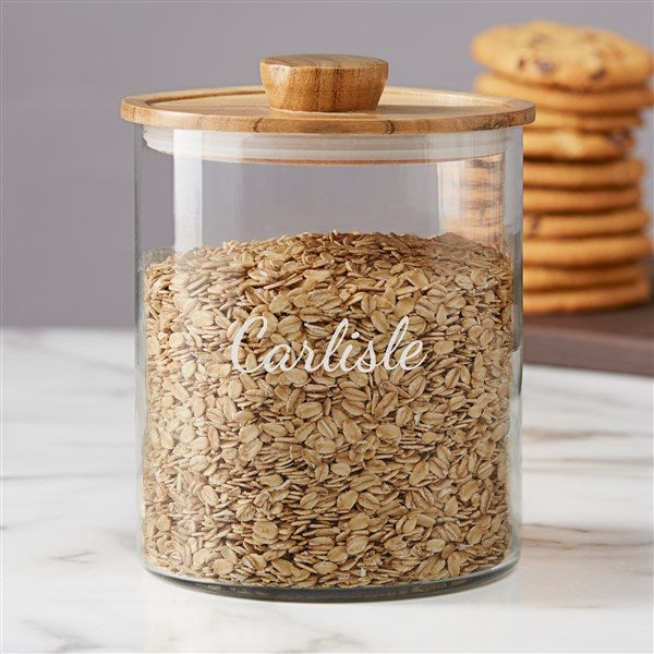 Brisbane Collection Personalized Glass Container with Acacia Lid  - 38196