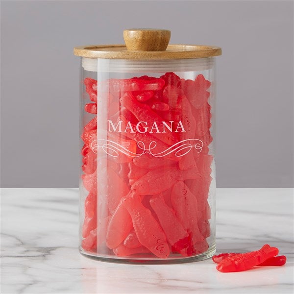 Classic Kitchen Personalized Glass Container with Acacia Lid  - 38197