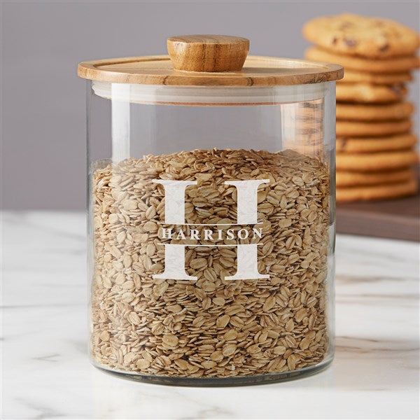 Lavish Last Name Personalized Glass Container with Acacia Lid  - 38198
