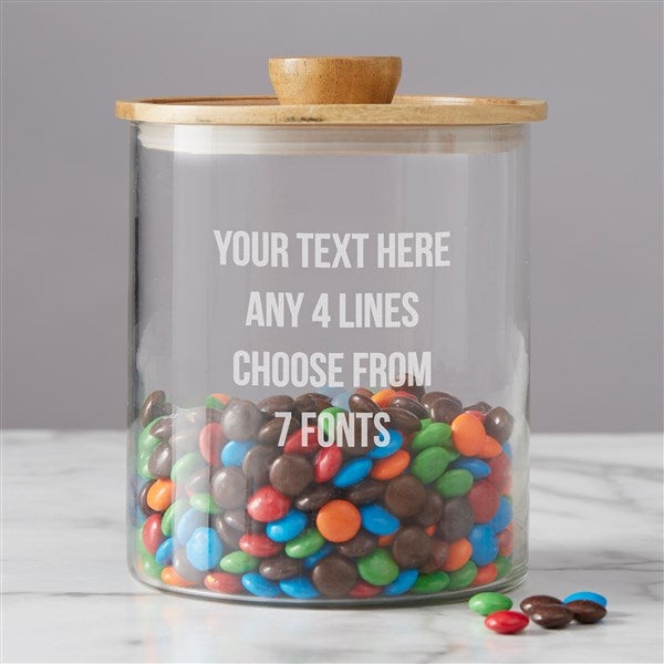 Write Your Own Personalized Glass Container with Acacia Lid  - 38200