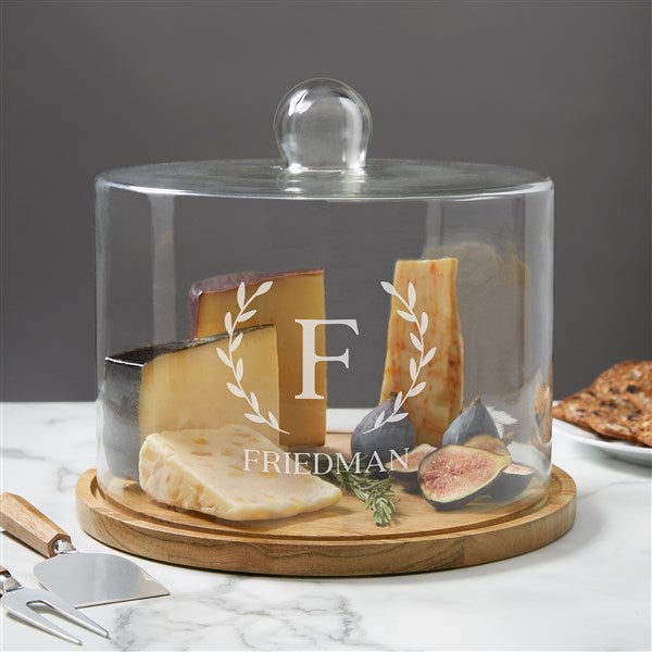 Personalized Cake Stand with Dome - Laurel Initial - 38211