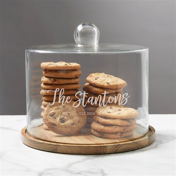 Personalized Cake Stand with Dome - Seasonally Script - 38213