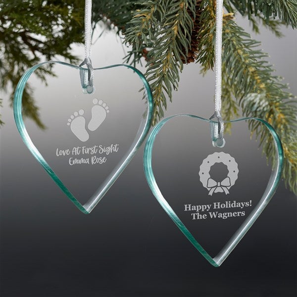 Choose Your Icon Personalized Glass Heart Ornament  - 38232