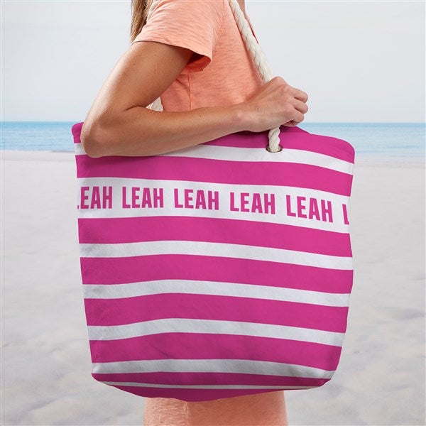 Classic Stripe Personalized Beach Bag Large