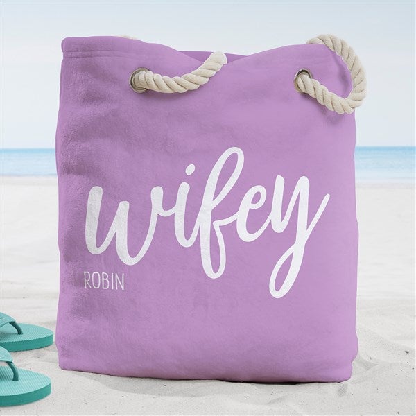 Wifey & Hubby Personalized Beach Bag  - 38248