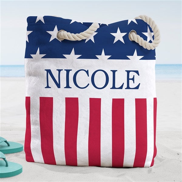 Red, White & Blue Personalized Beach Bag  - 38255