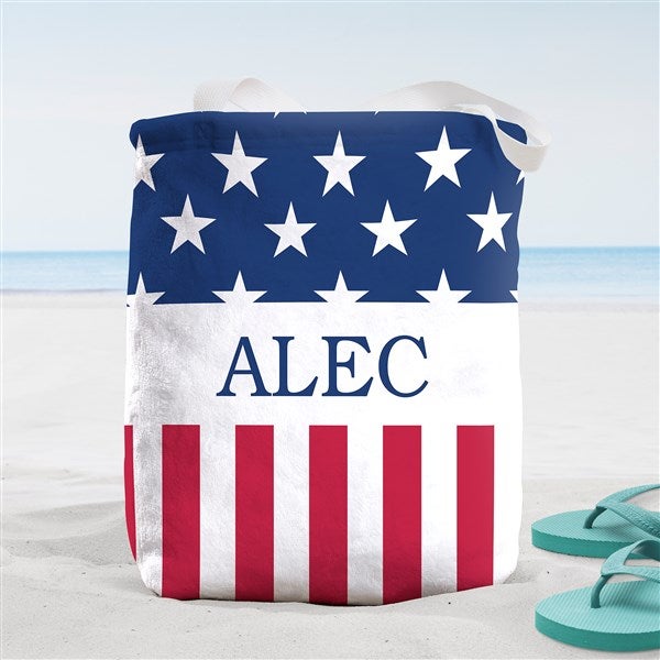 Red, White & Blue Personalized Beach Bag  - 38255