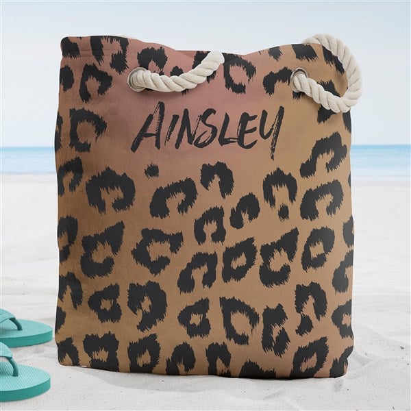 Leopard Print Personalized Beach Bag  - 38278
