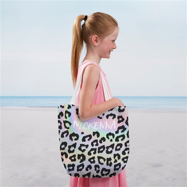 Leopard Print Personalized Beach Bag Small