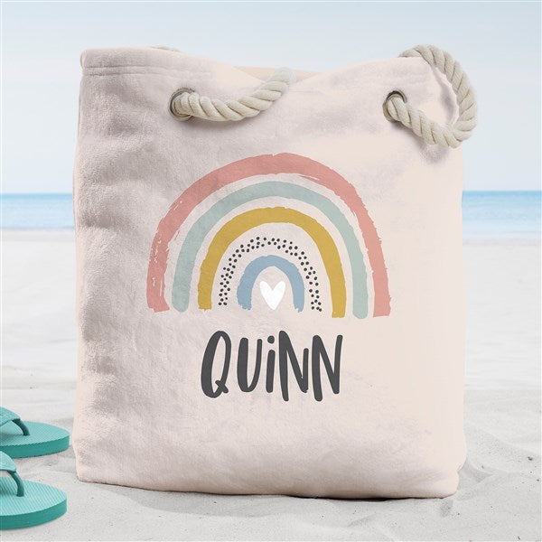 Unicorn Tie Dye Personalized Beach Bag With Rope Handles Tote 