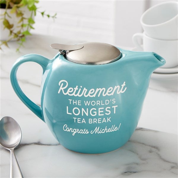 Retirement Personalized 30 oz. Turquoise Teapot  - 38300