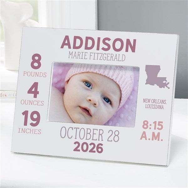 State Icon Birth Stats Baby Personalized Picture Frame  - 38303