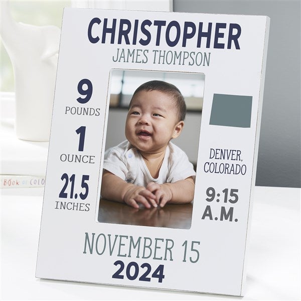 State Icon Birth Stats Baby Personalized Picture Frame  - 38303
