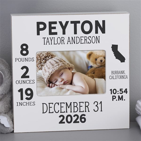 State Icon Birth Stats Baby Personalized Picture Frame  - 38303