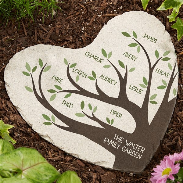 Family Tree Personalized Whitewash Wood Heart Ornament