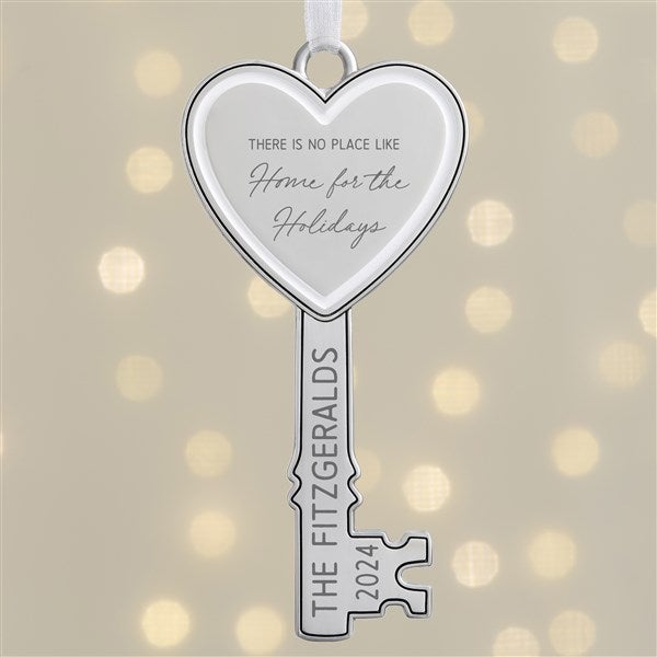 No Place Like Home Personalized Silver Key Ornament  - 38388