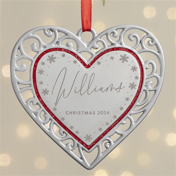 Family Name Personalized Silver Heart Ornament  - 38390