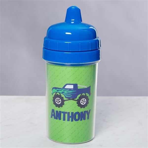 Construction & Monster Trucks Personalized 10 oz. Sippy Cup- Blue