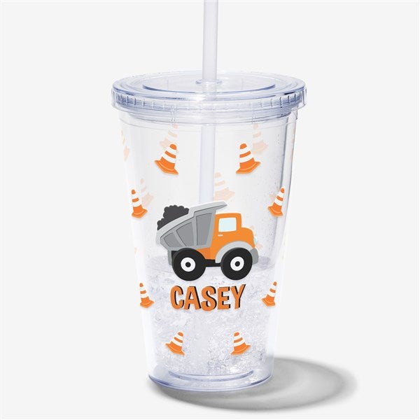 Construction & Monster Trucks Personalized 17 oz. Acrylic Insulated Tumbler  - 38432