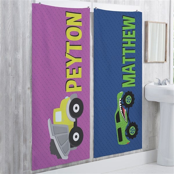 Construction & Monster Trucks Personalized Bath Towel  - 38433