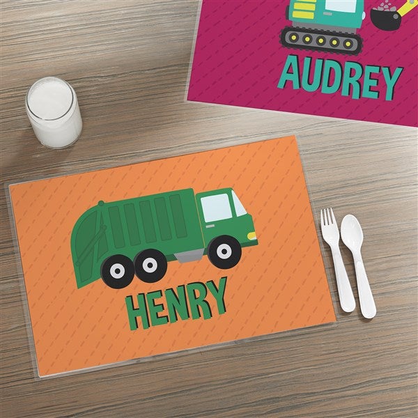 Construction & Monster Trucks Personalized Laminated Placemat  - 38439