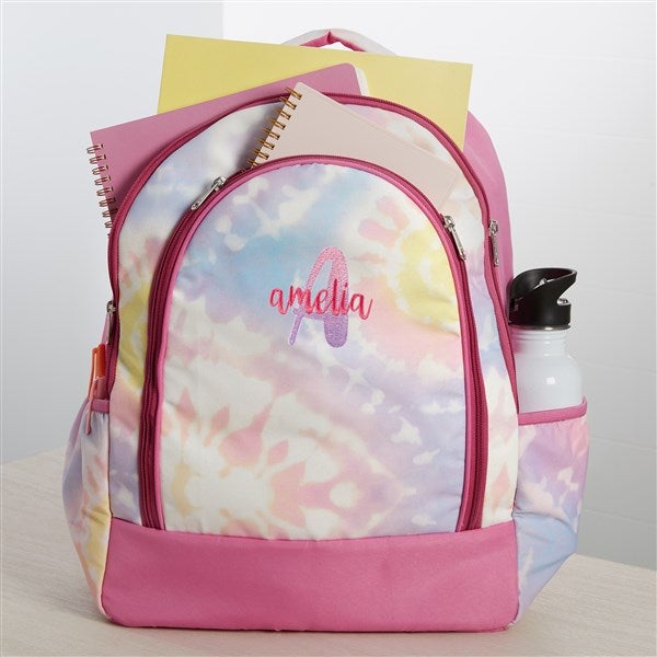 Ombre Initial Embroidered Tie Dye Backpack  - 38458