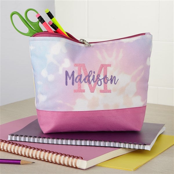 Playful Name Embroidered Tie Dye Pencil Bag  - 38460