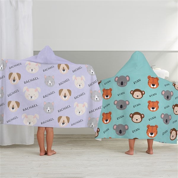 Animal Pals Personalized Kids Hooded Bath Towel  - 38477