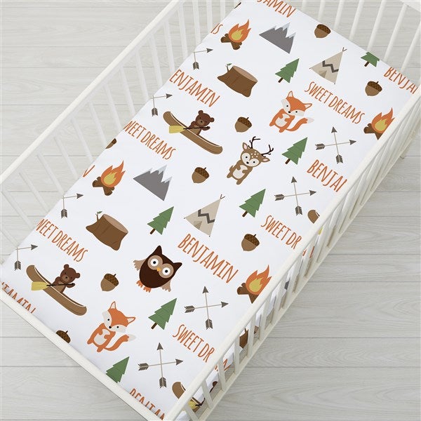 Woodland Adventure Personalized Crib Sheet On Sale Today