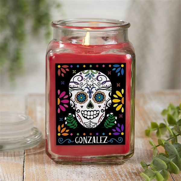 Day of the Dead Personalized Scented Glass Candle Jar  - 38546